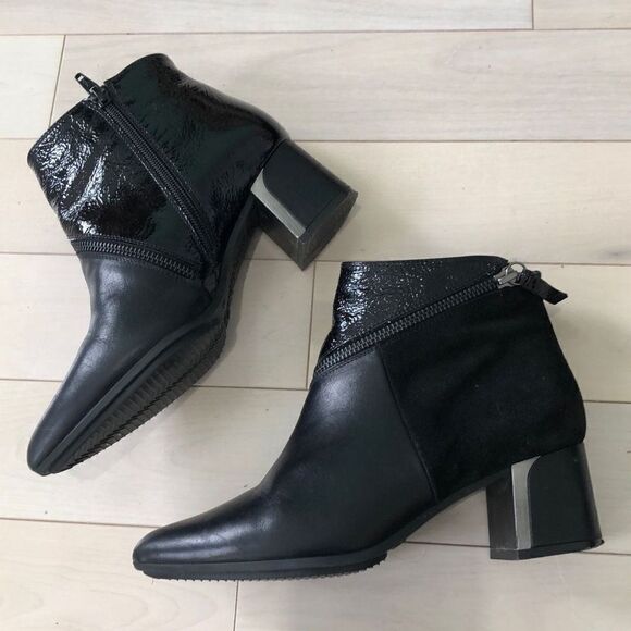 Hispanitas Women's Leather Suede Zipper Embellishments Ankle Boots Black Size 36 - Picture 2 of 5